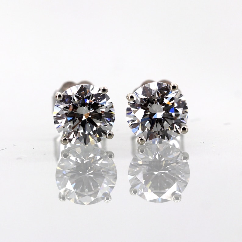 2.0ct pair 14K Gold Diamond Stud Earring / Lab Diamond Earring / Dainty Earring / Lab Grown Diamond Earring / 14K White Gold Earrings image 3