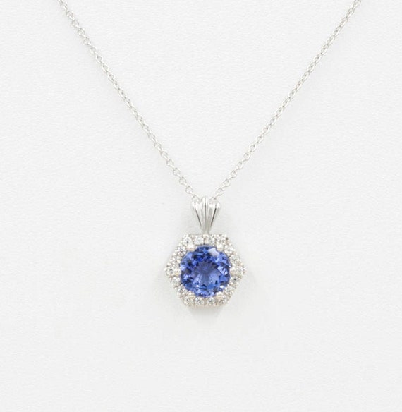 14K Hexagon Tanzanite Diamond Necklace / Diamond Necklace / - Etsy