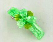 Vintage Green Lucite Hair Barrette Clip, Green Bow Barrette