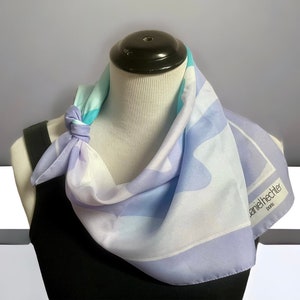 Vintage Daniel Hechter Purple and Blue Scarf, Pastel Scarf, Large Square Scarf, Summer Scarf, Head Scarf Hair Wrap, Best Gift for Her