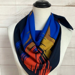 Vintage Large Colorful Scarf, Large Square Scarf, Abstract Scarf
