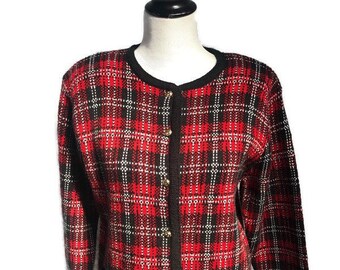 red plaid sweater jacket