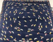 Vintage Silk Handkerchief, Navy Blue Cowboy Hankie