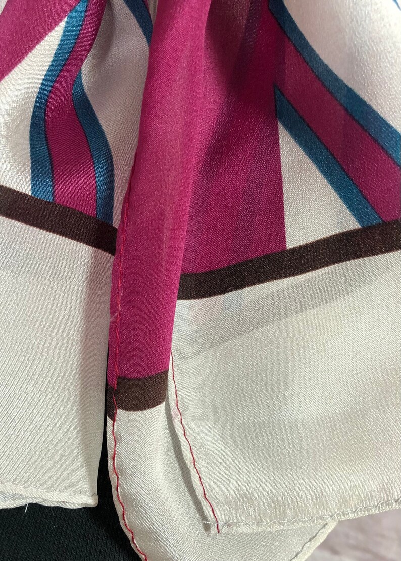 Vintage Ben Goodman and Son Long Purple and Gray Striped Silk Scarf image 8