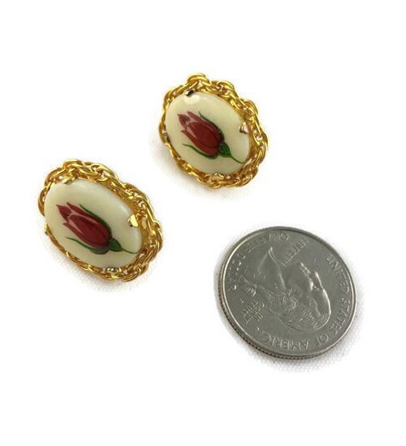 Vintage Victorian Style Rosebud Clip Earrings image 4