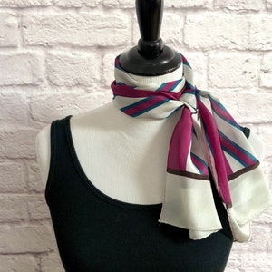 Vintage Ben Goodman and Son Long Purple and Gray Striped Silk Scarf image 3