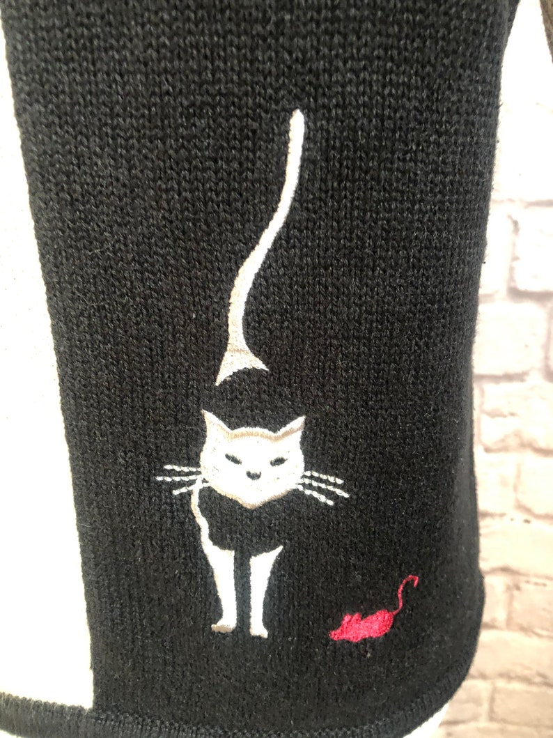 Vintage Womens Christopher Banks Short Sleeve Cardigan Sweater with Cats
