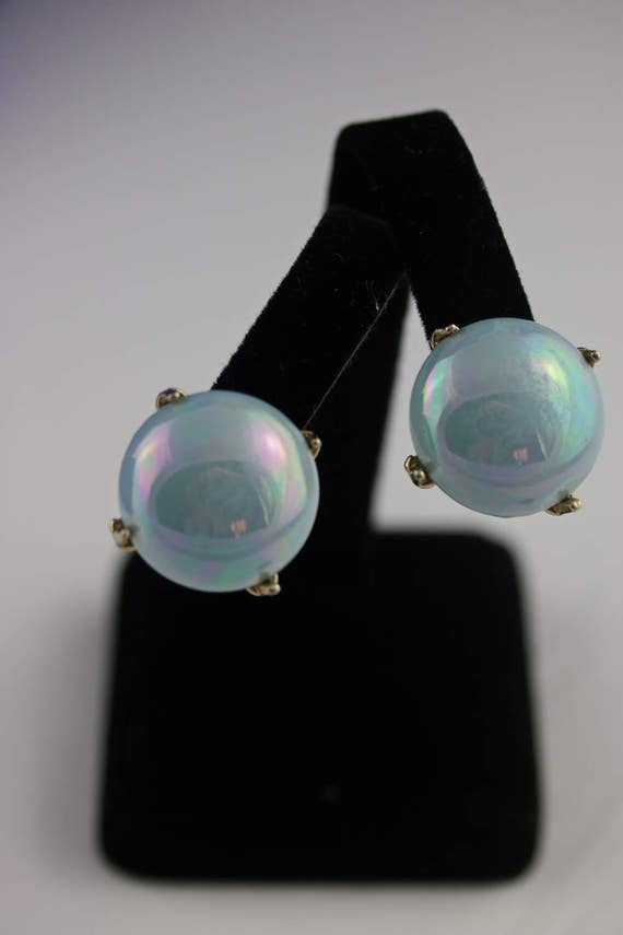 Vintage Baby Blue Button Earrings