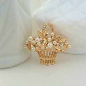 Vintage Flower Basket Brooch, Ben Amun Jewelry, Delicate Brooch, Wedding Jewelry image 2