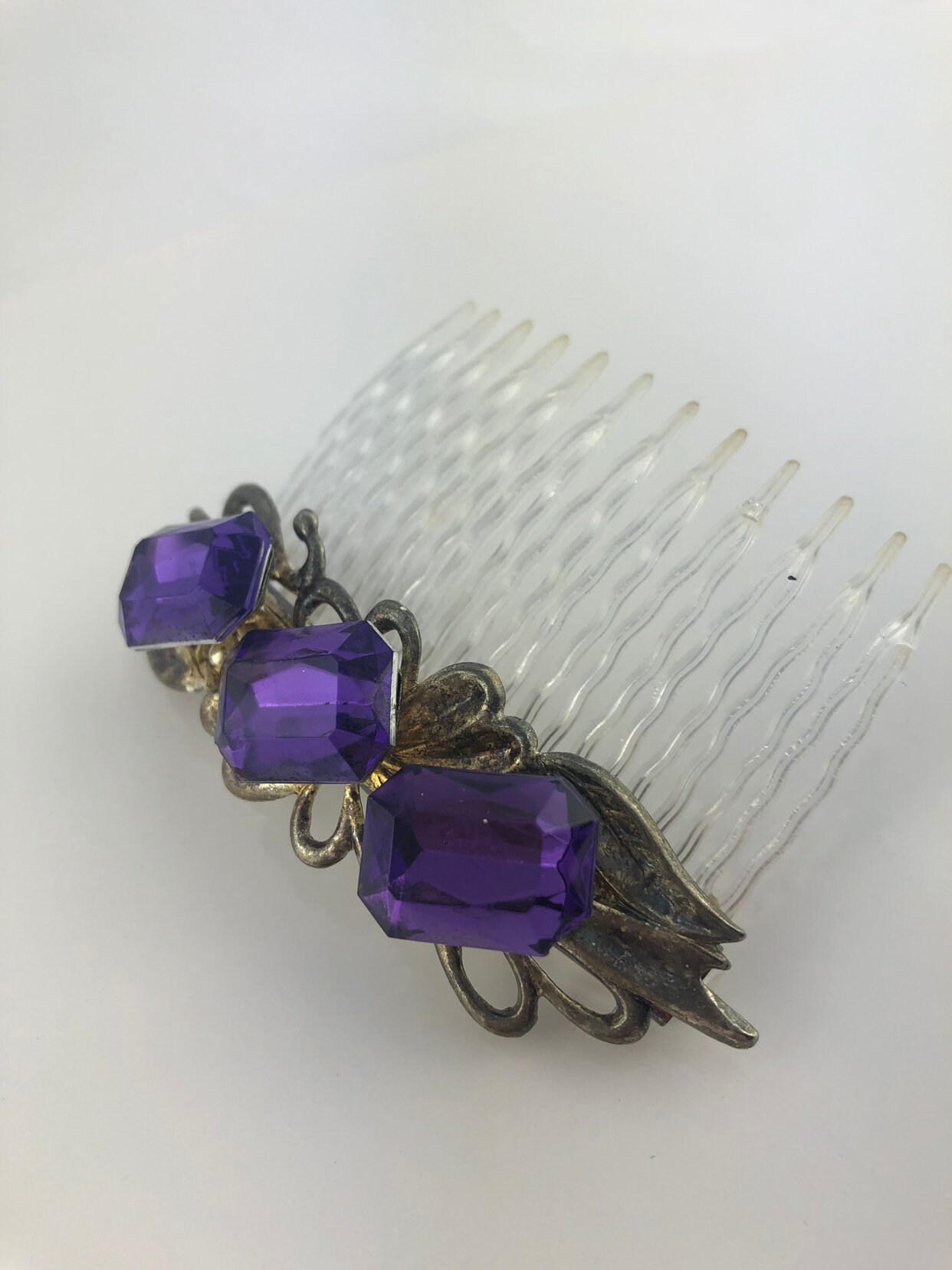 Vintage Decorative Hair Comb With Purple Stones - Etsy