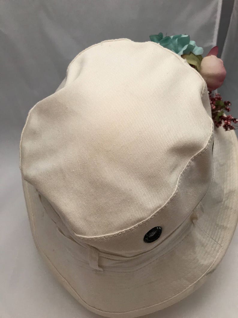 Vintage Women's Bucket Sun hat, Hippie Hat, Floral Hat, Canvas Hat, Summer Hat, Canvas Beach Hat, Boho Hat, Retro Hat, Flower Hat image 6