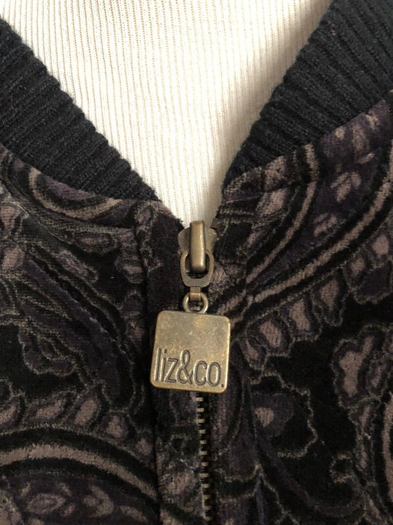 Vintage Liz & Co Black Paisley Quilted Jacket, Si… - image 7