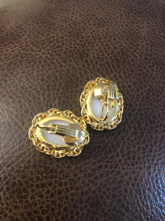 Vintage Victorian Style Rosebud Clip Earrings - image 3