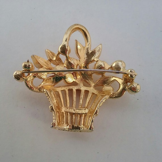 Vintage Flower Basket Brooch, Ben Amun Jewelry, D… - image 3