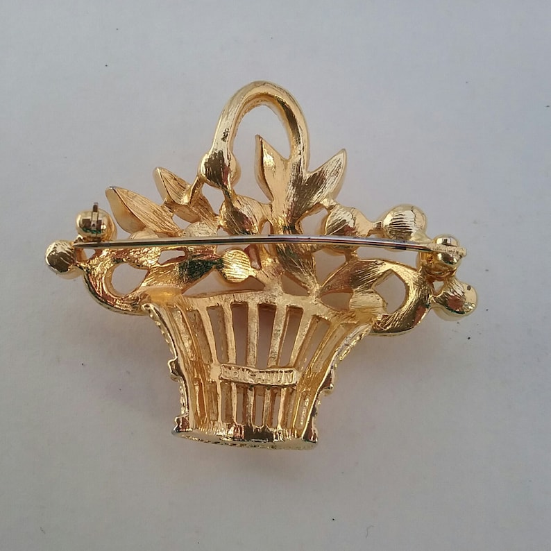 Vintage Flower Basket Brooch, Ben Amun Jewelry, Delicate Brooch, Wedding Jewelry image 3