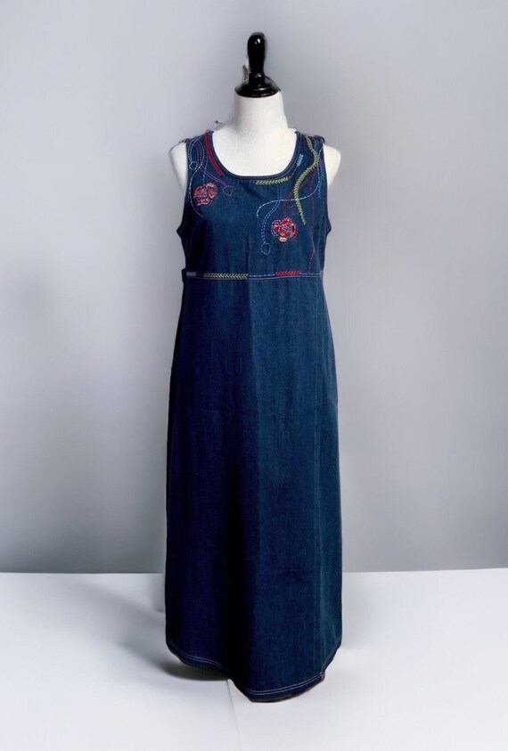 Vintage Embroidered Denim Jumper, Blue Jean Jumpe… - image 10