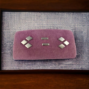 Vintage Pink Faux Suede Rectangular Hair Barrette Clip