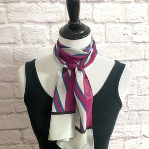 Vintage Ben Goodman and Son Long Purple and Gray Striped Silk Scarf image 4
