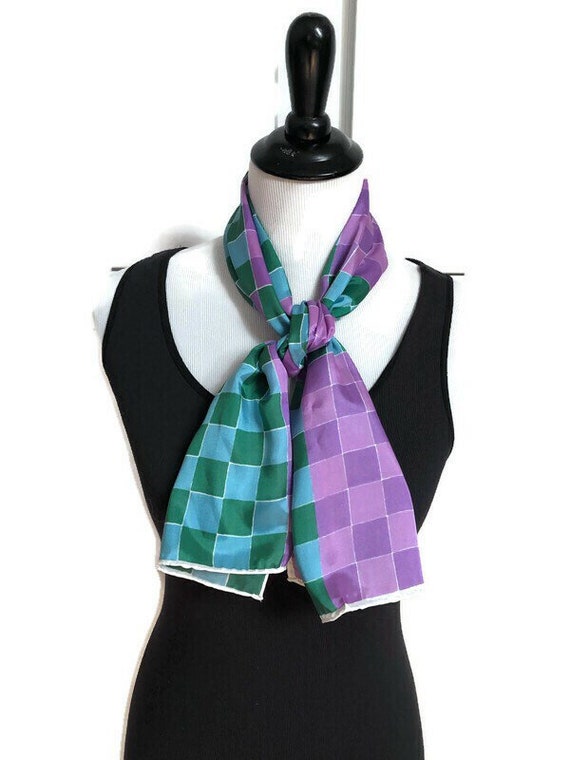 Vintage Purple Green and Blue Plaid Geometric Pri… - image 7