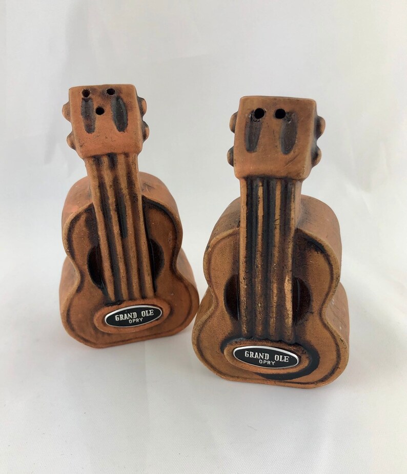 Vintage Grand Ole Opry Guitar Salt and Pepper Shakers Music Theme Decor Ceramic Salt and Pepper Shakers