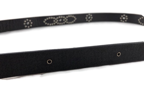 Vintage Womens Brown Leather Studded Waist Belt - image 4