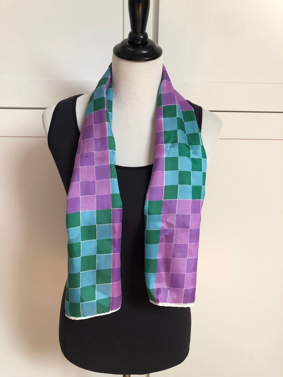 Vintage Purple Green and Blue Plaid Geometric Pri… - image 4