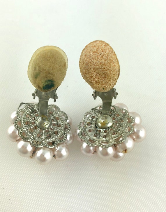Vintage Beaded Earrings, Faux Pearl Earrings - image 3