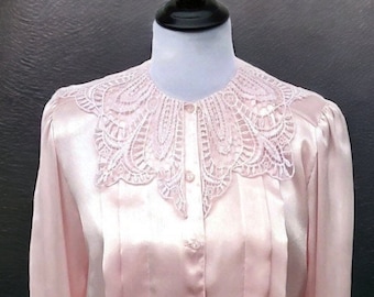 Vintage Pink Lace Bohemian Blouse