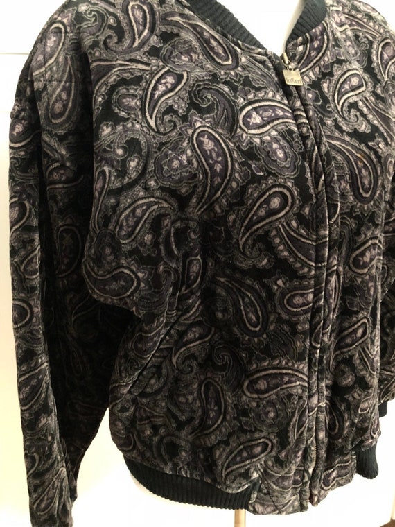 Vintage Liz & Co Black Paisley Quilted Jacket, Si… - image 5