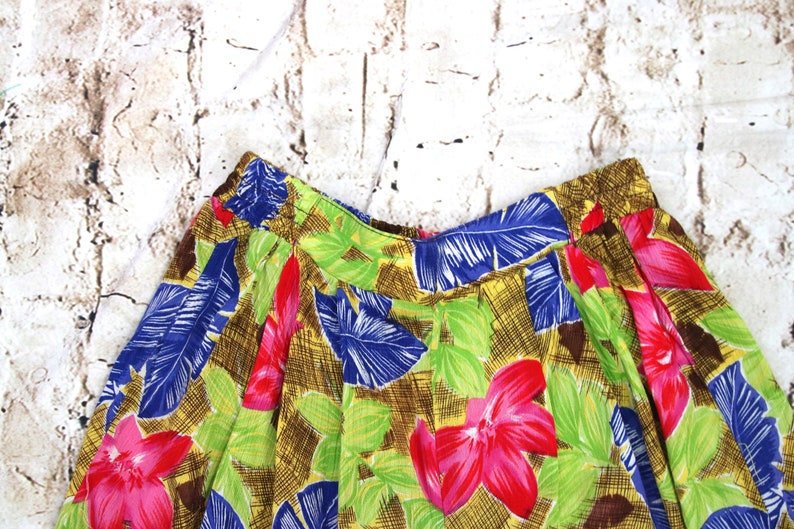Hign Waisted Tropical Culottes Vintage Culottes Vintage Skort 80/'s Culottes High Waisted Shorts Elastic Waist Skort Wide Leg Shorts