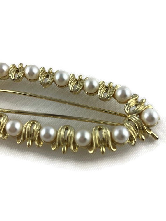 Vintage Faux Pearl Hair Barrette Clip, Bridal Hai… - image 9