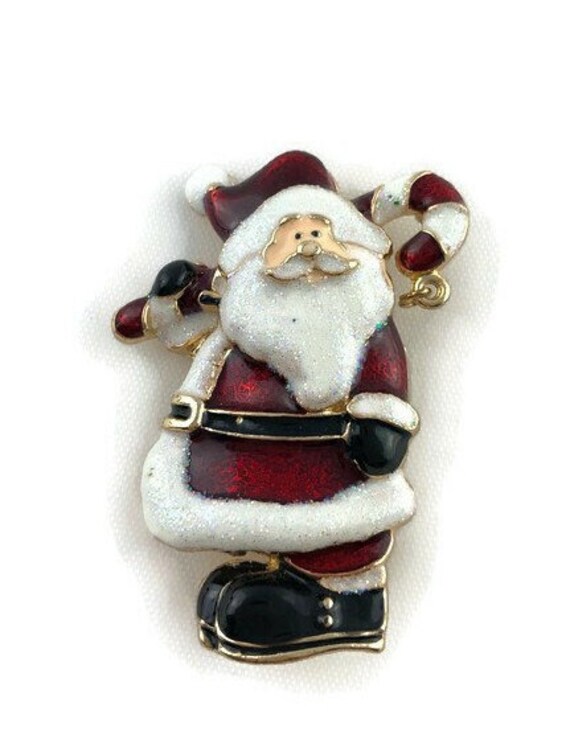 Vintage Enamel Santa Claus Brooch Pin - image 5