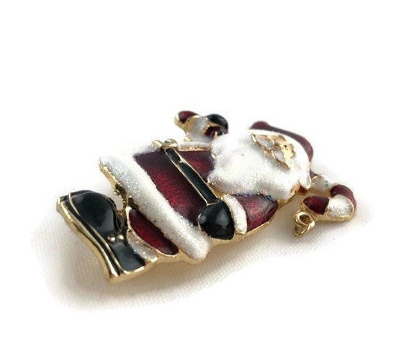 Vintage Enamel Santa Claus Brooch Pin - image 3