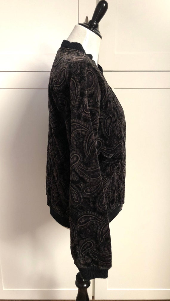 Vintage Liz & Co Black Paisley Quilted Jacket, Si… - image 4