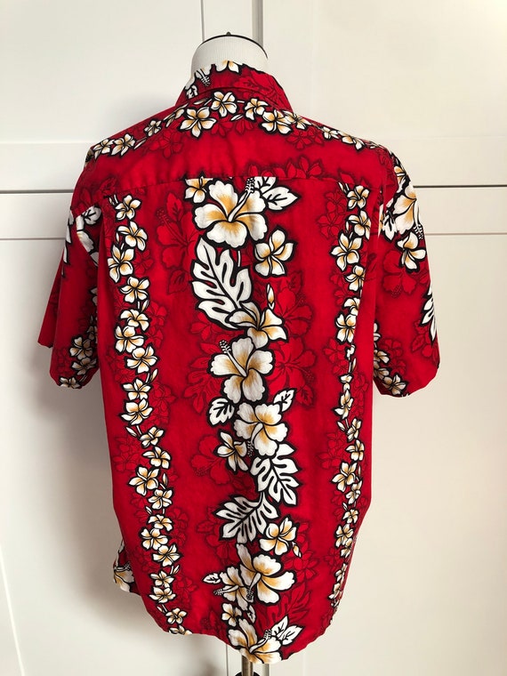 Vintage Mens Royal Hawaiian Red Floral Tropical S… - image 2