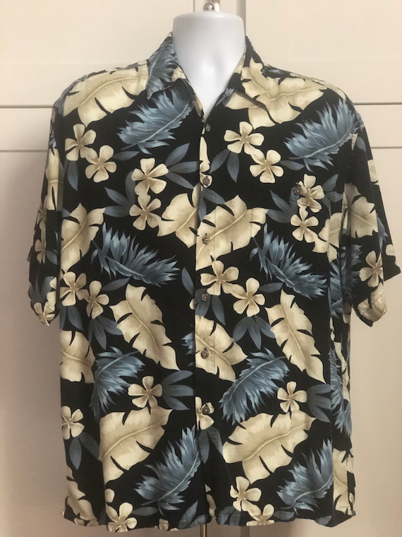 Vintage Mens Pierre Cardin Blue Floral Hawaiian T… - image 3