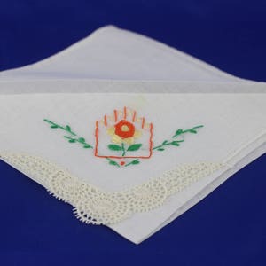 Vintage Embroidered Floral Wedding Handkerchief