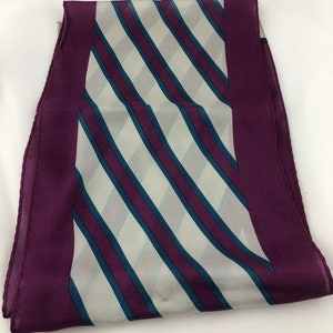 Vintage Ben Goodman and Son Long Purple and Gray Striped Silk Scarf image 9