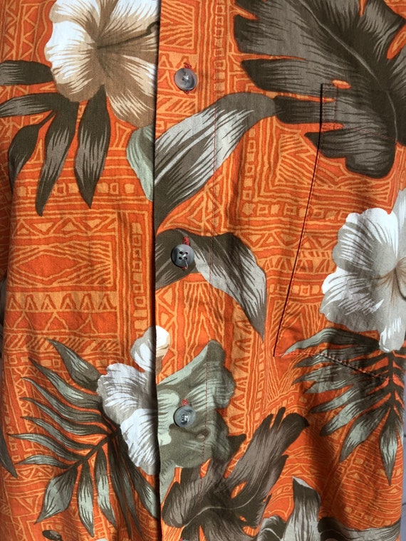 Vintage Orange Floral Hawaiian Shirt, Pierre Card… - image 6