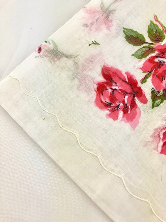 Vintage Floral Handkerchief, Pink Roses, Pink Han… - image 7