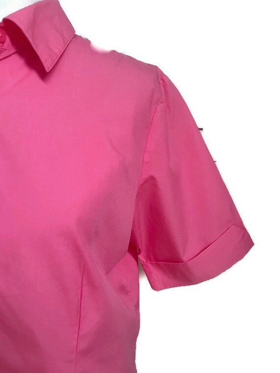 Vintage Talbots Womens Cotton Hot Pink Short Slee… - image 6