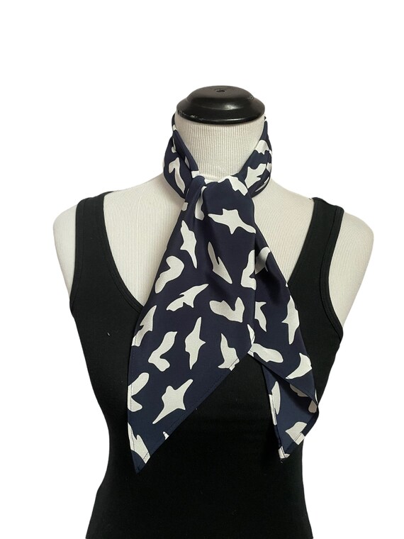 Vintage Triangle Scarf, Navy Blue Abstract Scarf,… - image 4