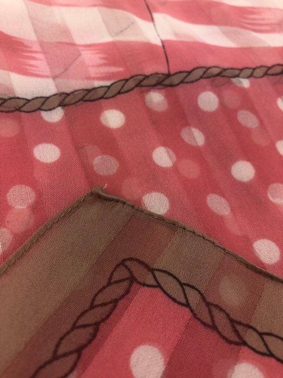 Vintage Pink Geometric Long Sheer Scarf, Pink Gif… - image 10