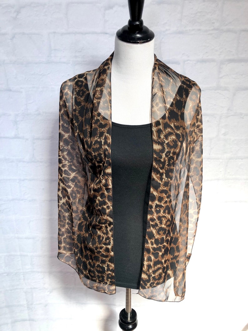 Vintage Long Sheer Animal Print Scarf image 2