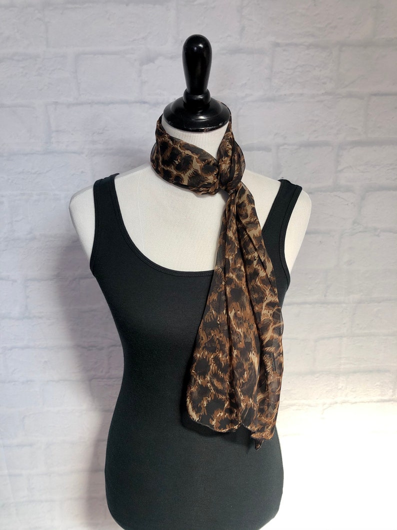 Vintage Long Sheer Animal Print Scarf image 4