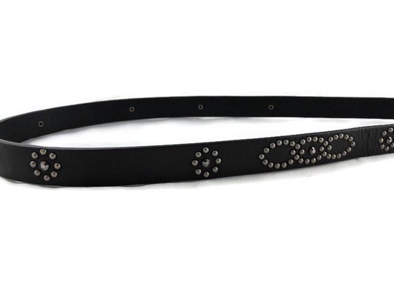 Vintage Womens Brown Leather Studded Waist Belt - image 5