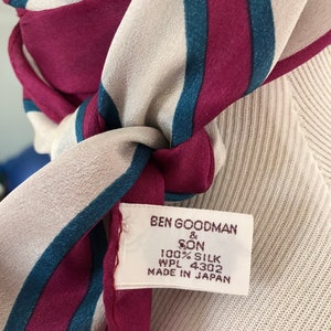 Vintage Ben Goodman and Son Long Purple and Gray Striped Silk Scarf image 7