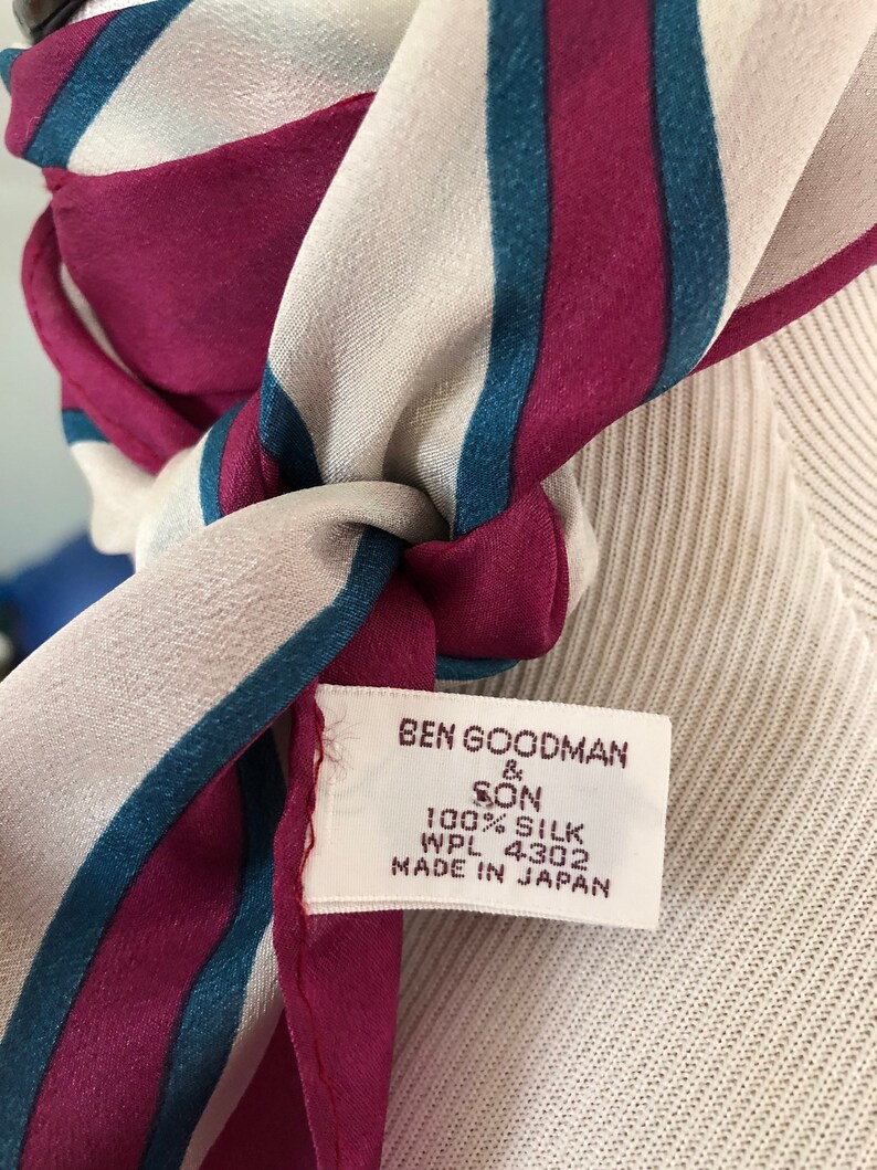 Vintage Ben Goodman and Son Long Purple and Gray Striped Silk Scarf image 7