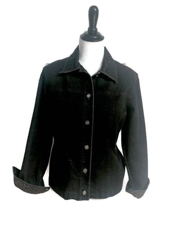 Vintage Black Denim Jacket, Womens Black Jean Jack