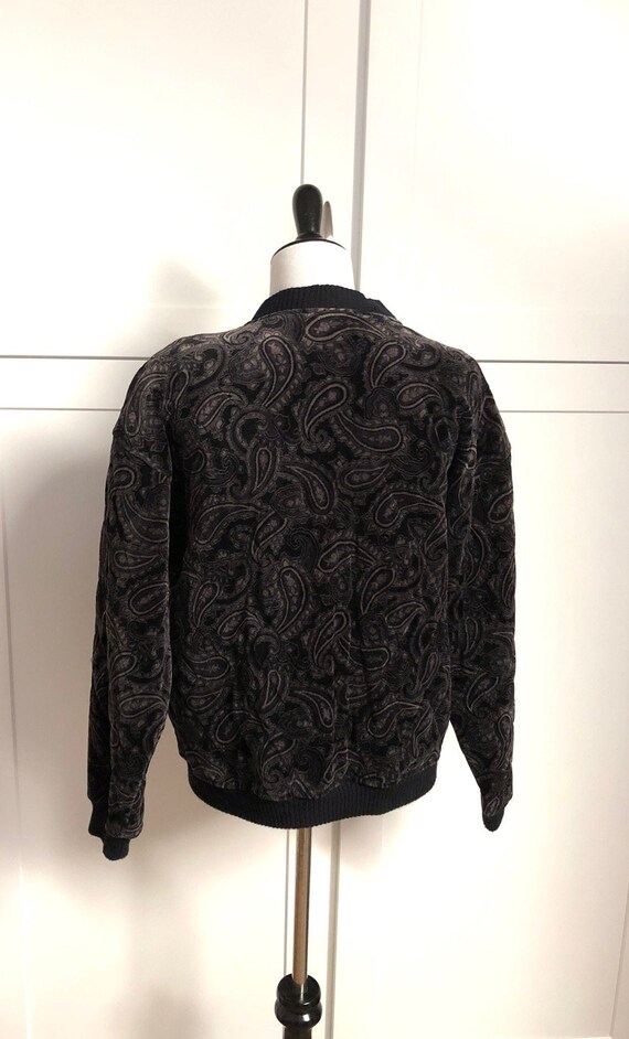 Vintage Liz & Co Black Paisley Quilted Jacket, Si… - image 3